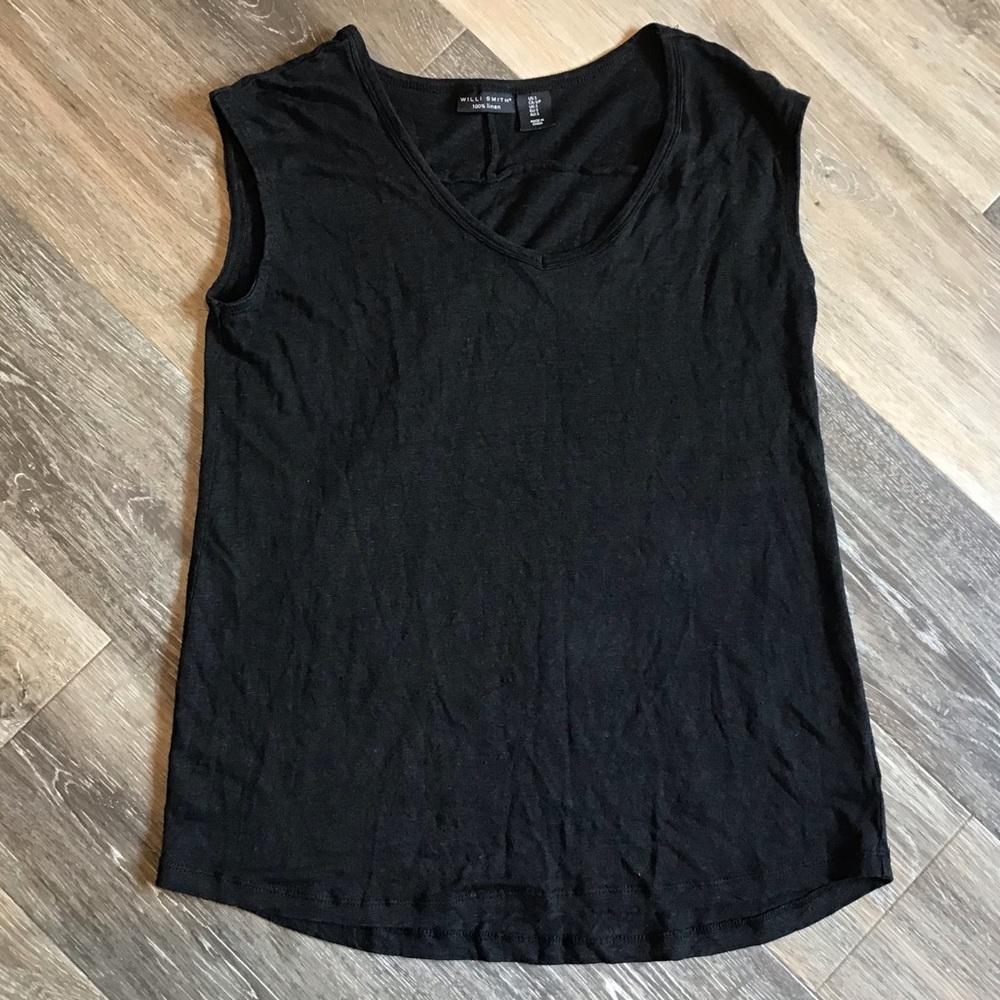 Willi Smith | Black knit linen top, EUC